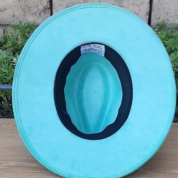 Royal Road Trading Company Teal Wide-Brim Suede Hat main image 6